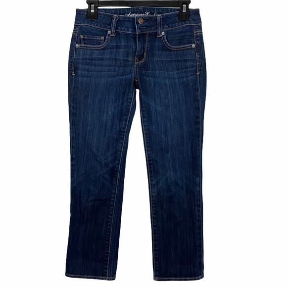 American Eagle Artist Midnight Dreamer Blue Crop Denim Jeans Size 2 - Picture 1 of 6